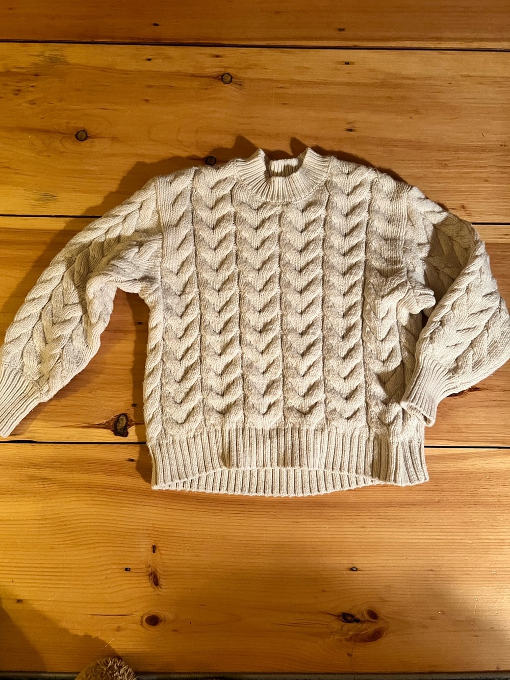 Cable Knit Crewneck Sweater - Cream